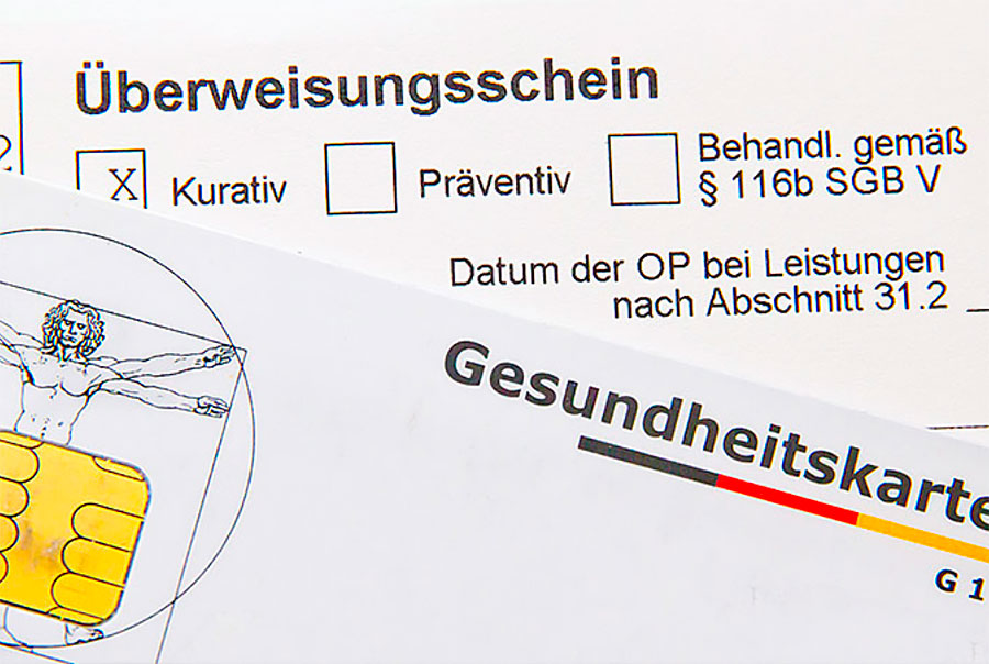 Überweisungsschein und Gesundheitskarte Praxis für Neurologie Dr. med. Jens Draeger